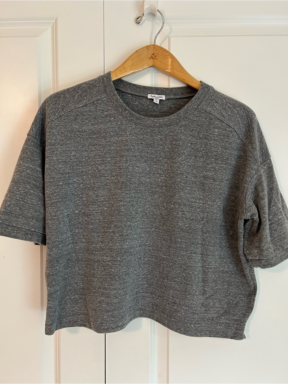 Splendid heathered gray crew neck cropped tee lounge 100% cotton